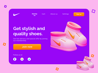 Shoe landing page 3ddesign app design designer icon logo shoes shoes store ui ux vector webapp webdesign