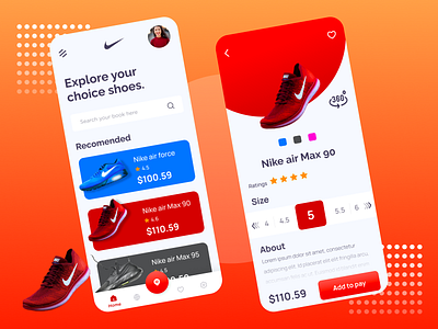 Shoes app app design designer icon logo mobileapp mobiledesign nike shoes ui ux vector