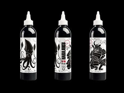 Harajuku — Shading bottle branding design harajuku illustraion ink japan japanese japanese tattoo label logo packaging tattoo