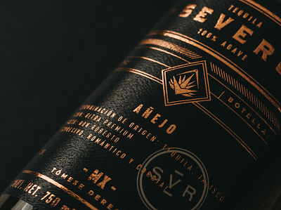 Tequila Severo Añejo 30s bottle branding hot stamping label logo mexico packaging packing story telling tequila