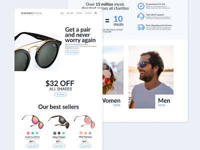 eCommerce Landing Page — Shady Rays Sunglasses Redesign d2c design desktop landing page product ui ux ux study web website