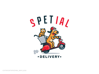 sPETial Delivery branding cat delivery design dog food delivery graphic design illustrator logo design pet pets scooter vector