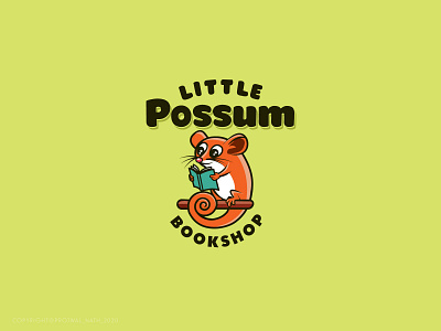 Little Possum Bookshop book bookshop bookstore cute graphic design illustrator little logo logo design possum reading vector
