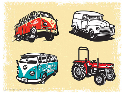 Vintage Cars- 1 car combi design graphic design illustration illustrator kombi motor old retro tractor vector vintage volkswagen