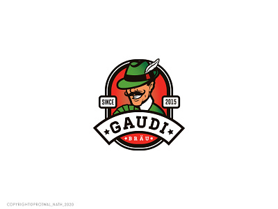 Gaudi Bräu beer label branding design graphic design illustrator label logo logo design vector