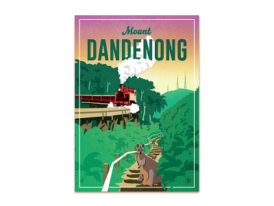 Mount Dandenong adventure australia cover design graphic design illustration illustrator jungle minimal mount poster train travel guide travelling vector vector art vector illustration vectorart wallabies