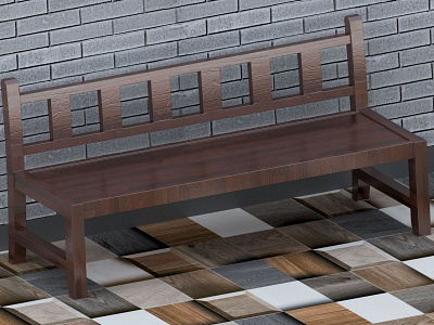 Wooden bench autodesk inventor design rendering