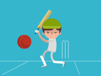 Cricketer character design cricket flat design illustration sports