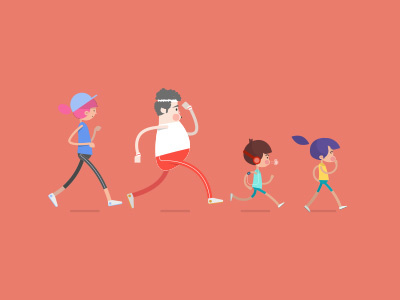 Family Jogging character design flat design illustration jogging sports