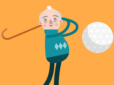 Grandad Golf Swing character design color flat design illustration vector