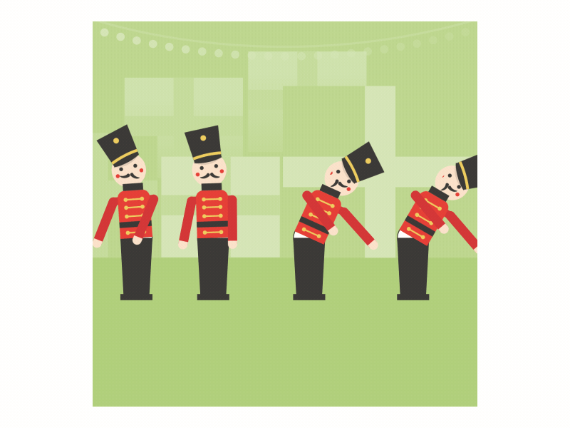 5 Gold Rings Dribbble animation character christmas flat gif loop minimal motion graphics nutcracker soldier