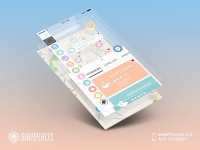 BabyPlaces iOS App flat flat design icon interface ios ios7 ios8 iphone light colors pivot ui ux
