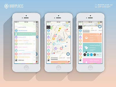 BabyPlaces Main View Interaction app baby blur flat interface ios7 location translucent typography ui ux