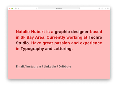 Natalie Hubert's Landing Page via Figma