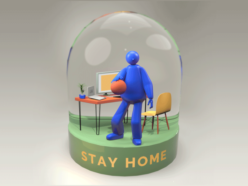 Stay home and play basketball 3d animation 3d art artist c4d character cinema4d covid19 fun illustraion stayhome