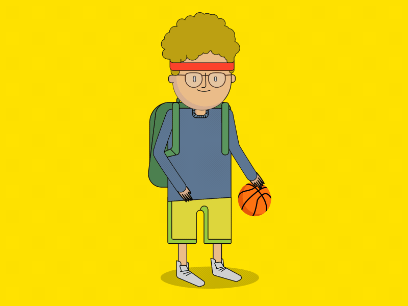 Napoleon Dynamite playing Basketball animation basketball cartoon character napoleon dynamite rigging rubberhose yellow