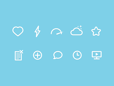 Icons blue glyphs icons set white