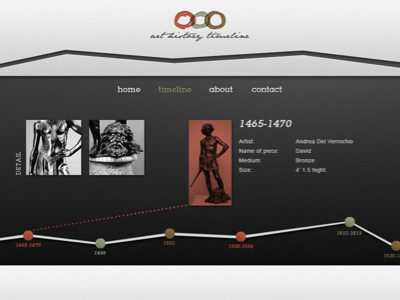 Timeline Web Design ( timeline page ) brown green grey navigation red ui web