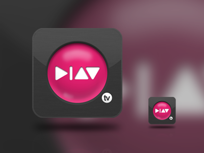 Play Tv App v.2 app black button grey icon iphone mobile pink play template ui white