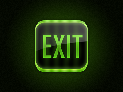 Exit Sign App Icon Design app black design glow green icon iphone ui