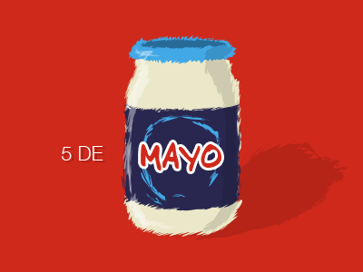 5 De Mayo blue illustration red white