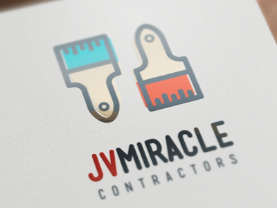 JV Miracle Contractors Logo brand branding grey illustration logo paint