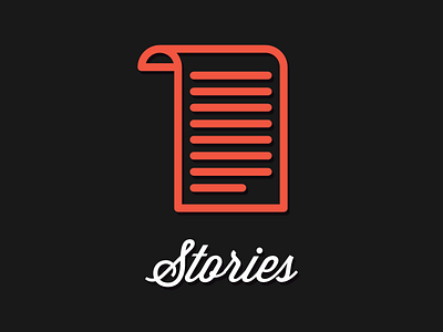 Stories black icon orange paper