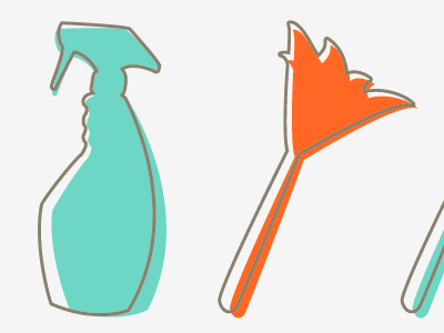 Cleaning Illustrations brown green grey illustration orange