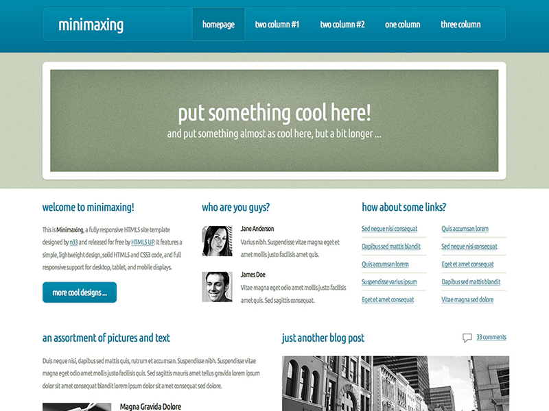 Minimaxing - HTML5 Free Site Template html5 css3 responsive blue green business
