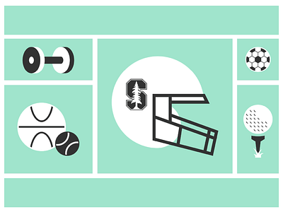 Stanford Alumni Icons 3/4: Sports! brand system design flat football golf icon iconography illustration simple soccer sports sports design tennis vector weights
