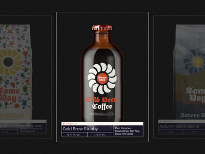 Someday Coffee product UI animation bottle branding coffee cold brew design facts flower identity illustration logo module motion graphics nutrition packaging product stubby typography ui web design