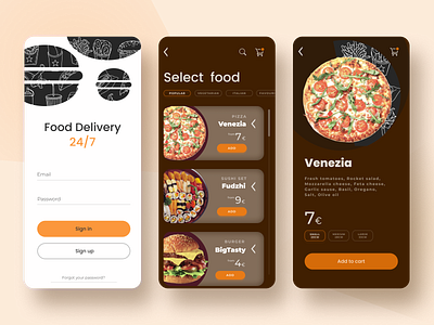 FoodDelivery24-7 app design ui