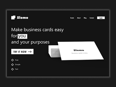 Daily UI #3 adobe dimension black and white businesscard dailyui dailyuichallenge figma landingpage ui