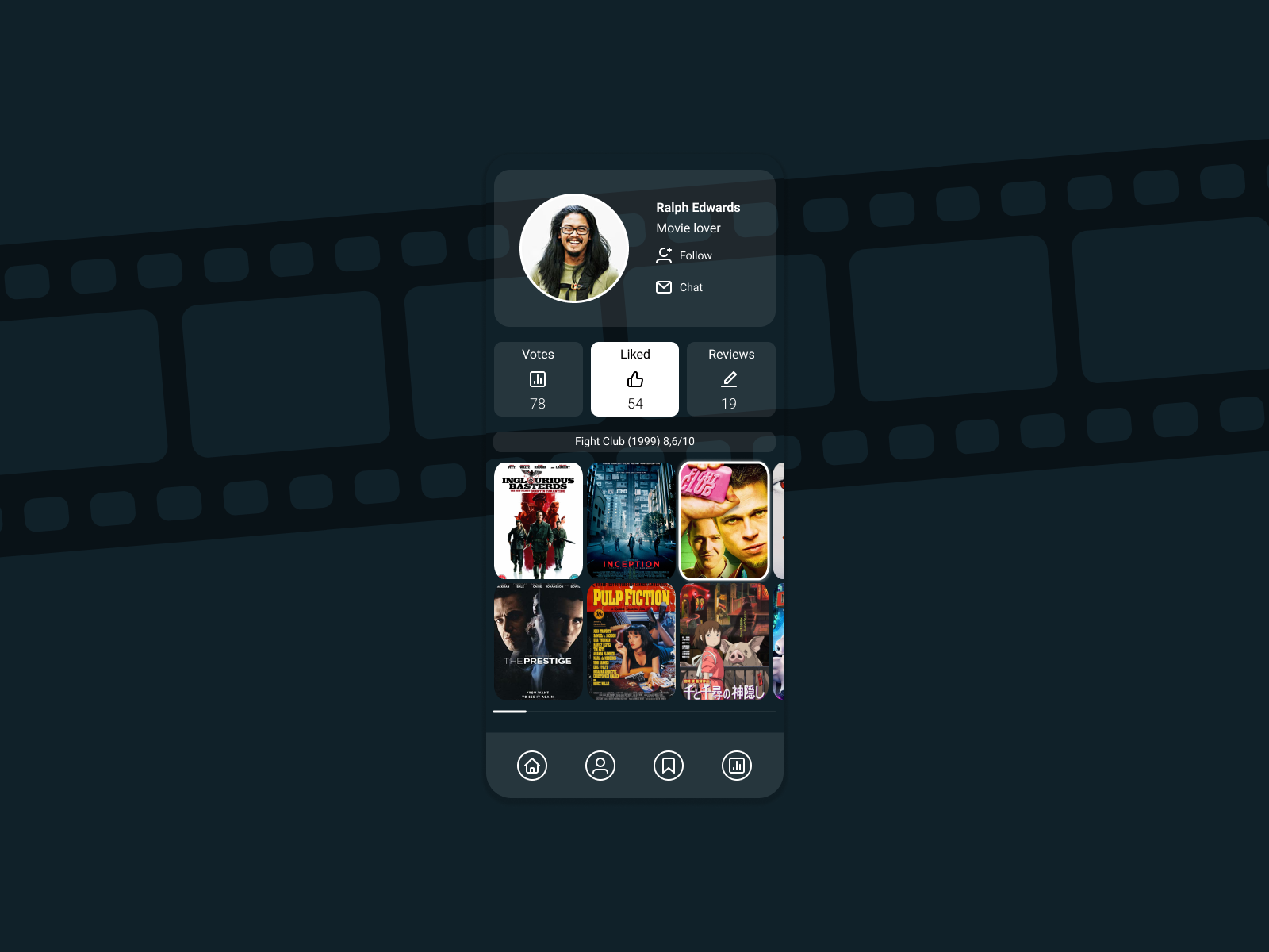 User profile in the movie app. Daily UI #6 by Alexander on Dribbble