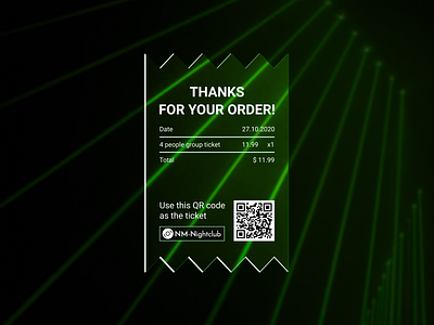 Daily UI 017. Email Receipt dailyui dailyuichallenge figma neon light nightclub receipt ticket ui