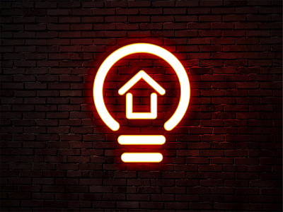 Logo "Home electricity" branding design electric home house illustration lamp logo neon