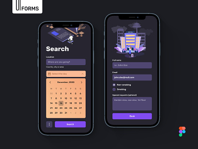 Mobile Forms - Dark Mode app design design system interface ui ui design uikit ux web