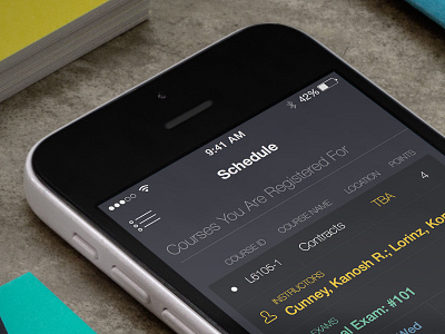 Schedule screen 5c dark ios iphone schedule ui ux