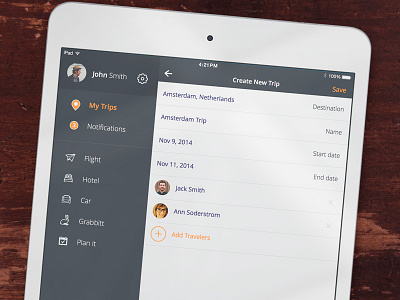 iPad Travel App Design app interface ipad manage material tablet travel trip ui ux