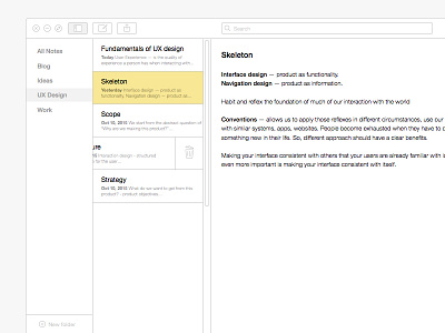 UX Design for Notes App app cards dairy flat hierarchy list minimal note post record ui ux