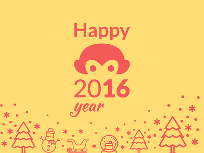 Happy 2016 Year 2016 card happy holiday monkey newyear red