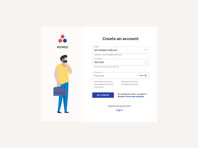 New Account Med App app application create account illustration interface register sign in ui ux vector web