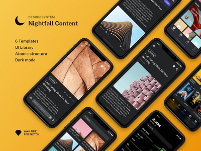 Nightfall Content Mini Design System app dark darkmode design design system flat ios mobile shop sketch ui ui design uikit ux uxdesign