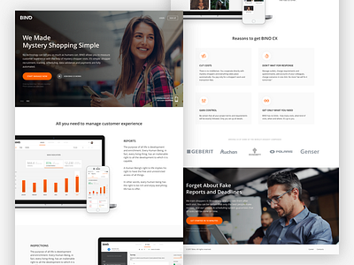 Product website concept for BINO CX corporate landing platform product ui web website
