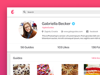 Guidecentral Profile Page hot old pink ui web