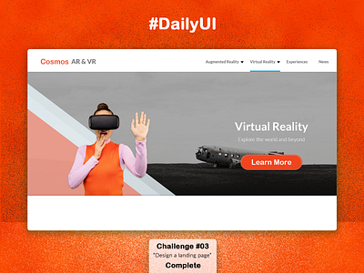 Virtual Reality Landing Page adobe photoshop adobe xd design minimal product design ui user interface ux web