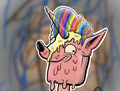 Unicorn rainbow pooch character character design design graphic design illustrator procreate
