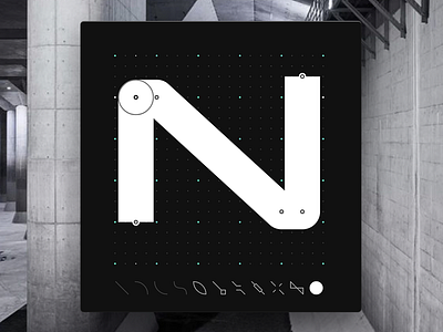 Letter N - CyberMunk Alphabet bw cybermunk cyberpunk design dotgrid future inspiration letters myshots scifi type