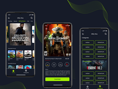 Milky Way - Game store App Concept app design illustration product ui ux