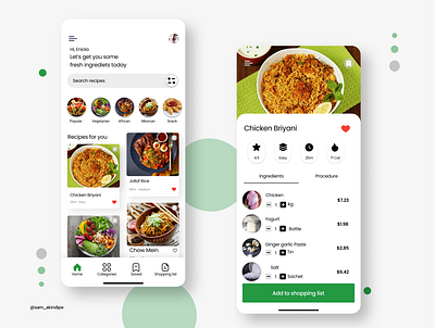 Yele: A Recipe App UI Concept app design product ui ux